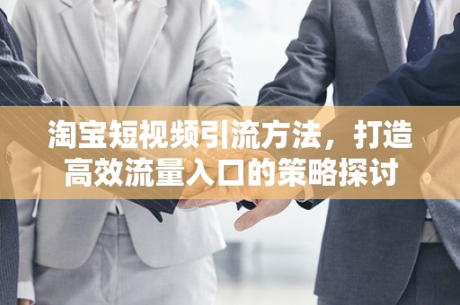淘宝短视频引流方法，打造高效流量入口的策略探讨