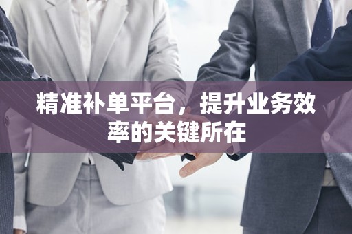 精准补单平台，提升业务效率的关键所在