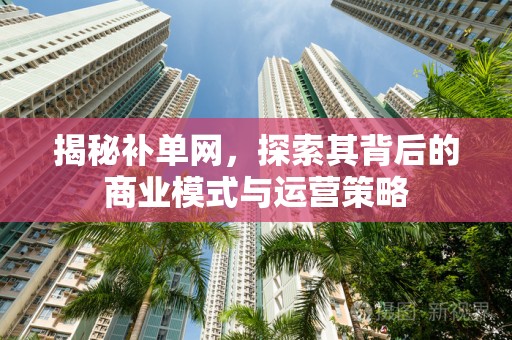 揭秘补单网，探索其背后的商业模式与运营策略