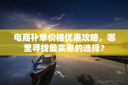 电商补单价格优惠攻略，哪里寻找最实惠的选择？