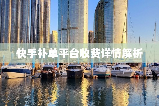 快手补单平台收费详情解析