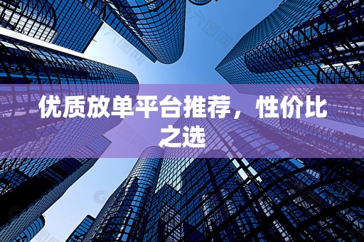 优质放单平台推荐，性价比之选