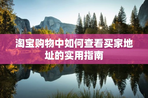 淘宝购物中如何查看买家地址的实用指南