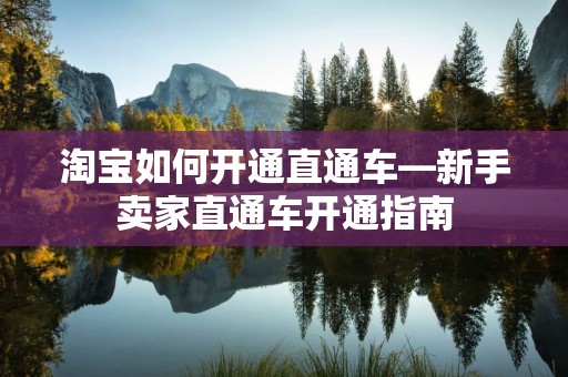 淘宝如何开通直通车—新手卖家直通车开通指南