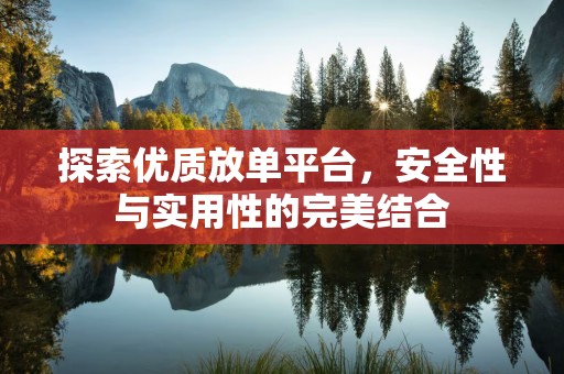 探索优质放单平台，安全性与实用性的完美结合