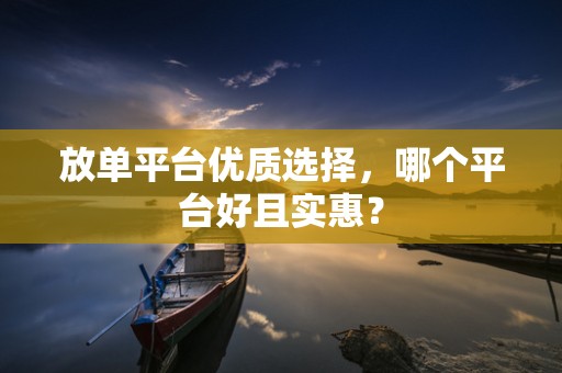 放单平台优质选择，哪个平台好且实惠？