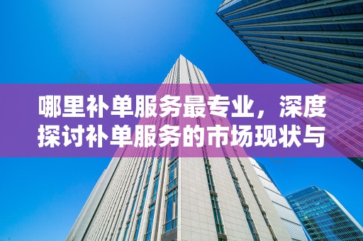 哪里补单服务最专业，深度探讨补单服务的市场现状与发展趋势
