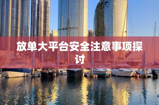 放单大平台安全注意事项探讨