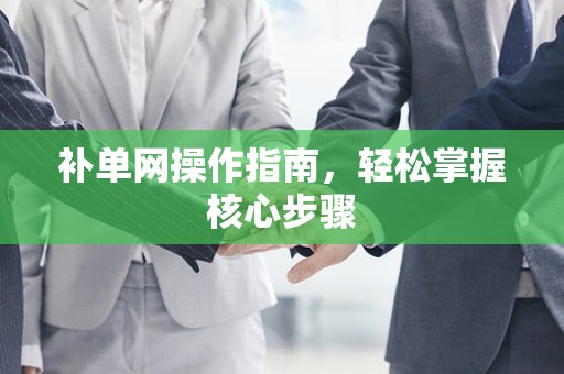 补单网操作指南，轻松掌握核心步骤