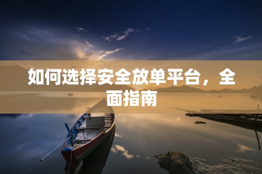 如何选择安全放单平台，全面指南