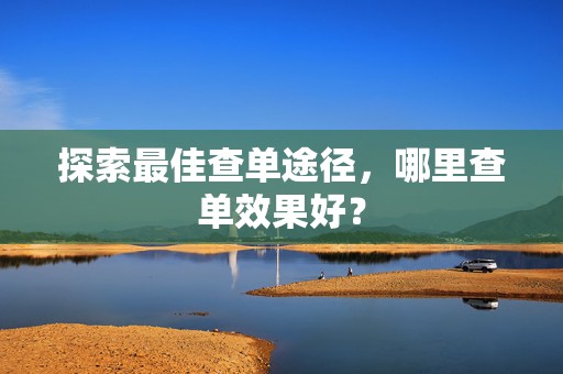 探索最佳查单途径，哪里查单效果好？