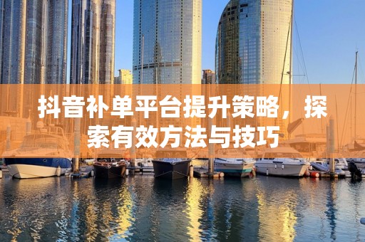 抖音补单平台提升策略，探索有效方法与技巧