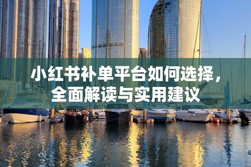 小红书补单平台如何选择，全面解读与实用建议