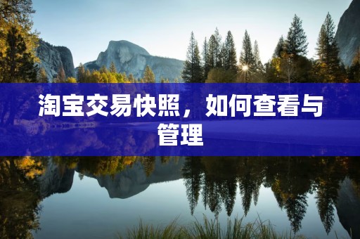 淘宝交易快照，如何查看与管理