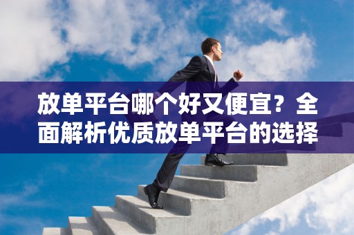 放单平台哪个好又便宜？全面解析优质放单平台的选择要素