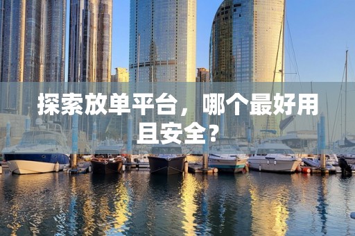 探索放单平台，哪个最好用且安全？