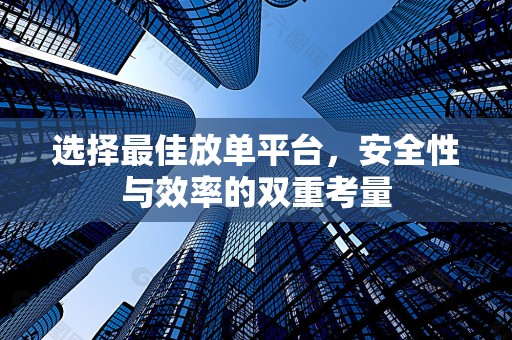 选择最佳放单平台，安全性与效率的双重考量
