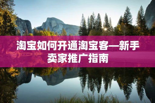 淘宝如何开通淘宝客—新手卖家推广指南