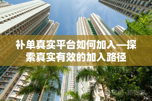 补单真实平台如何加入—探索真实有效的加入路径