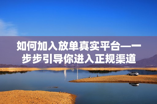 如何加入放单真实平台—一步步引导你进入正规渠道