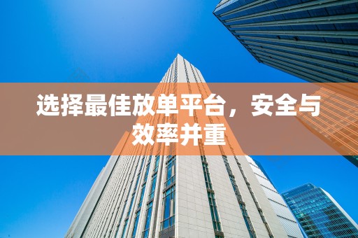 选择最佳放单平台，安全与效率并重