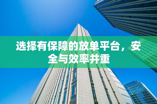 选择有保障的放单平台，安全与效率并重