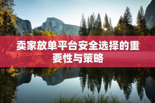 卖家放单平台安全选择的重要性与策略