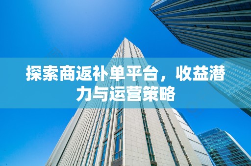 探索商返补单平台，收益潜力与运营策略