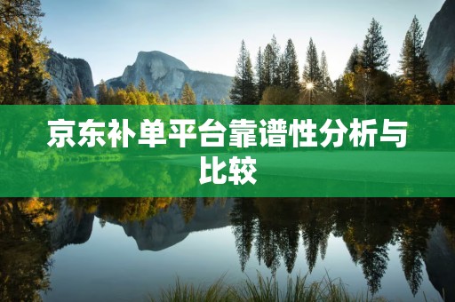 京东补单平台靠谱性分析与比较