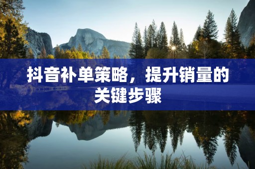 抖音补单策略，提升销量的关键步骤