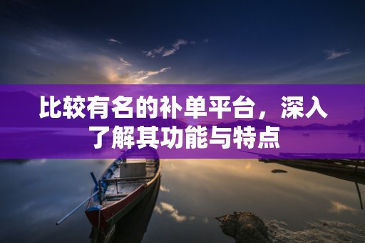 比较有名的补单平台，深入了解其功能与特点