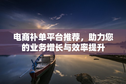 电商补单平台推荐，助力您的业务增长与效率提升