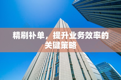 精刷补单，提升业务效率的关键策略