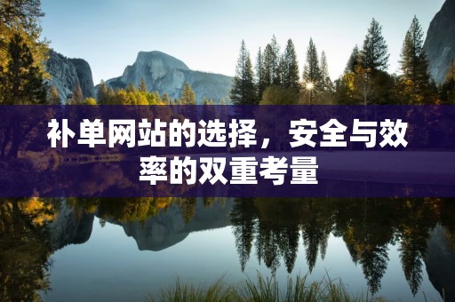 补单网站的选择，安全与效率的双重考量