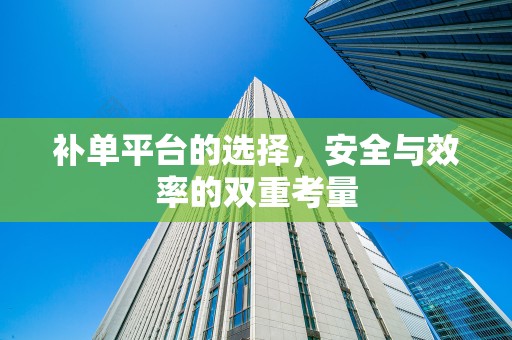 补单平台的选择，安全与效率的双重考量