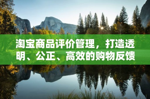淘宝商品评价管理，打造透明、公正、高效的购物反馈机制