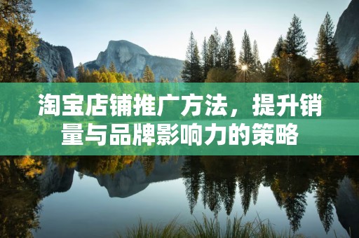 淘宝店铺推广方法，提升销量与品牌影响力的策略