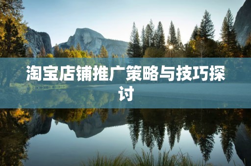 淘宝店铺推广策略与技巧探讨