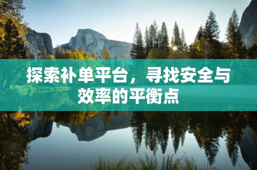 探索补单平台，寻找安全与效率的平衡点