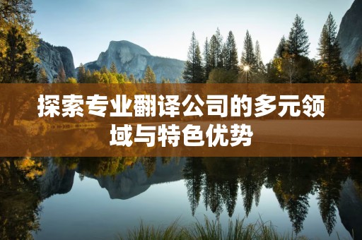 探索专业翻译公司的多元领域与特色优势