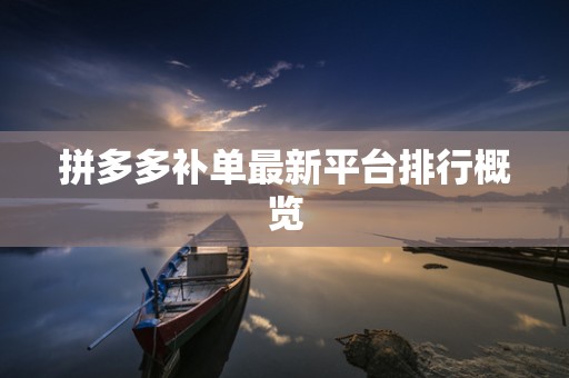 拼多多补单最新平台排行概览