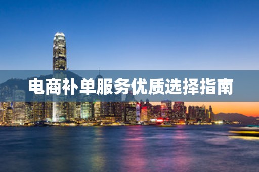 电商补单服务优质选择指南