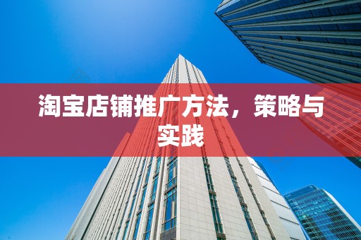 淘宝店铺推广方法，策略与实践