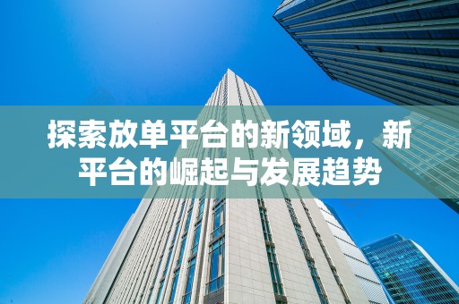 探索放单平台的新领域，新平台的崛起与发展趋势