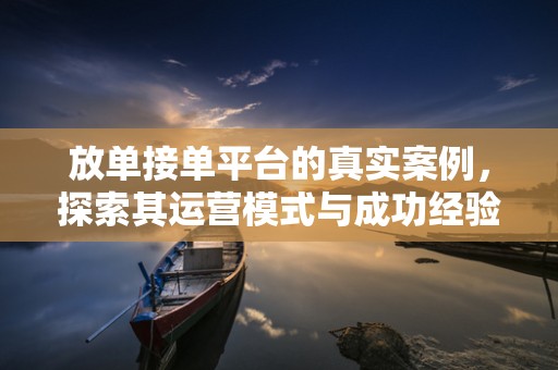 放单接单平台的真实案例，探索其运营模式与成功经验