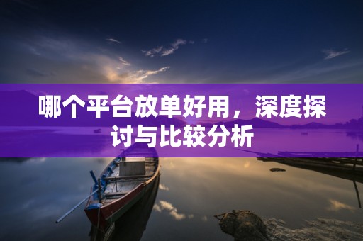 哪个平台放单好用，深度探讨与比较分析