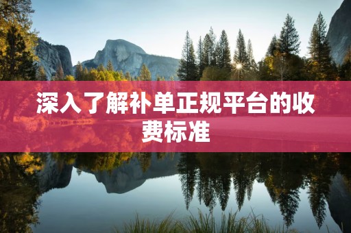 深入了解补单正规平台的收费标准