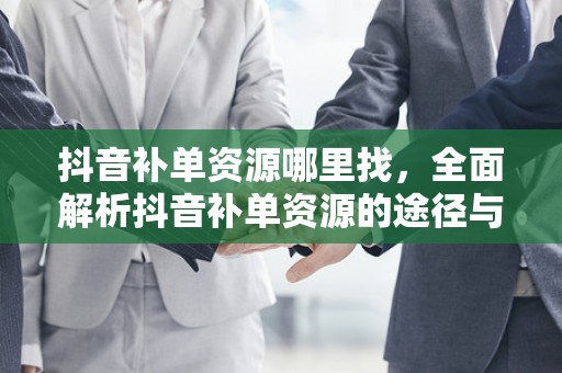 抖音补单资源哪里找，全面解析抖音补单资源的途径与策略