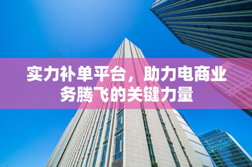实力补单平台，助力电商业务腾飞的关键力量