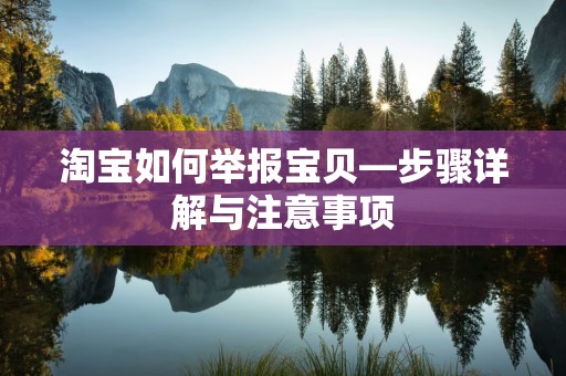淘宝如何举报宝贝—步骤详解与注意事项